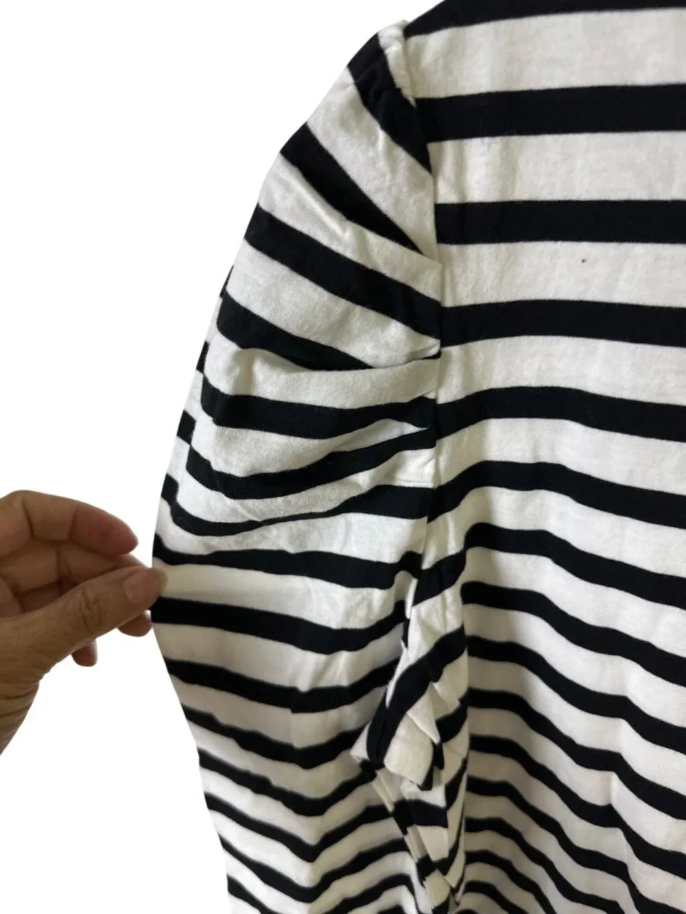 Charter Club Size PL Black White Striped Long-Sleeve Top Modern Fit Womens - Picture 5 of 8